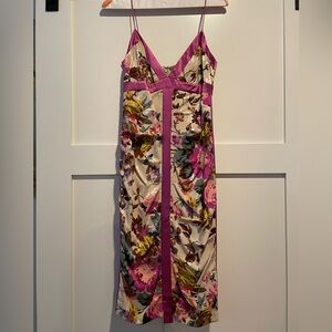 Beautiful Nicole Miller Collection dress, stretch silk with pin tucks front/back